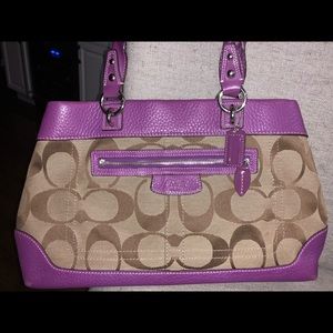 Coach shoulder bag. Medium sized. Plum and brown